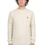 FRED PERRY FELPA A GIROCOLLO UOMO FIELD GREEN OATMEAL