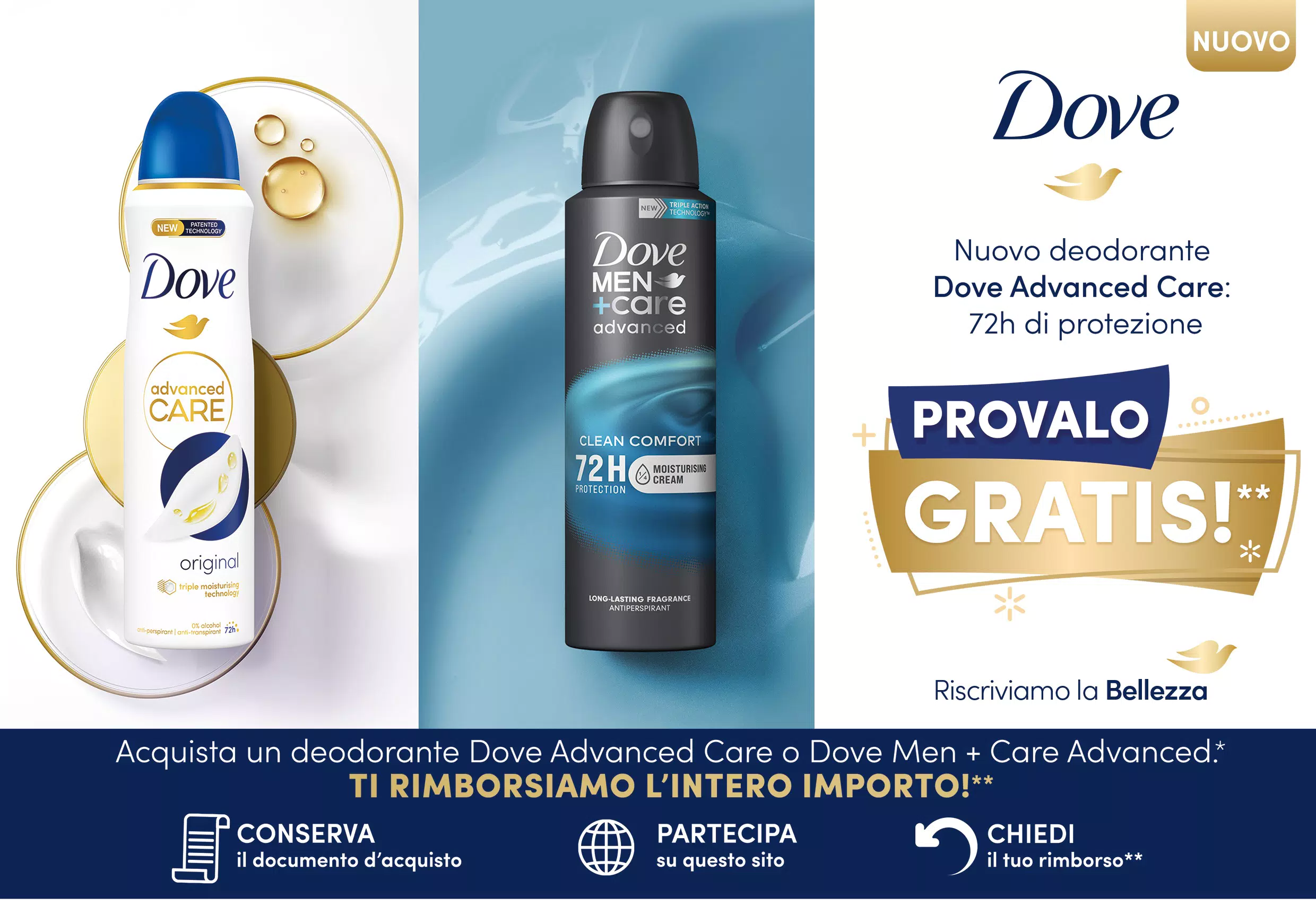 Nuovo Spray Dove Advanced Care – Provalo Gratis: 100% rimborso sul deodorante
