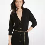 Cardigan in lana merino con cintura (-70% di sconto)