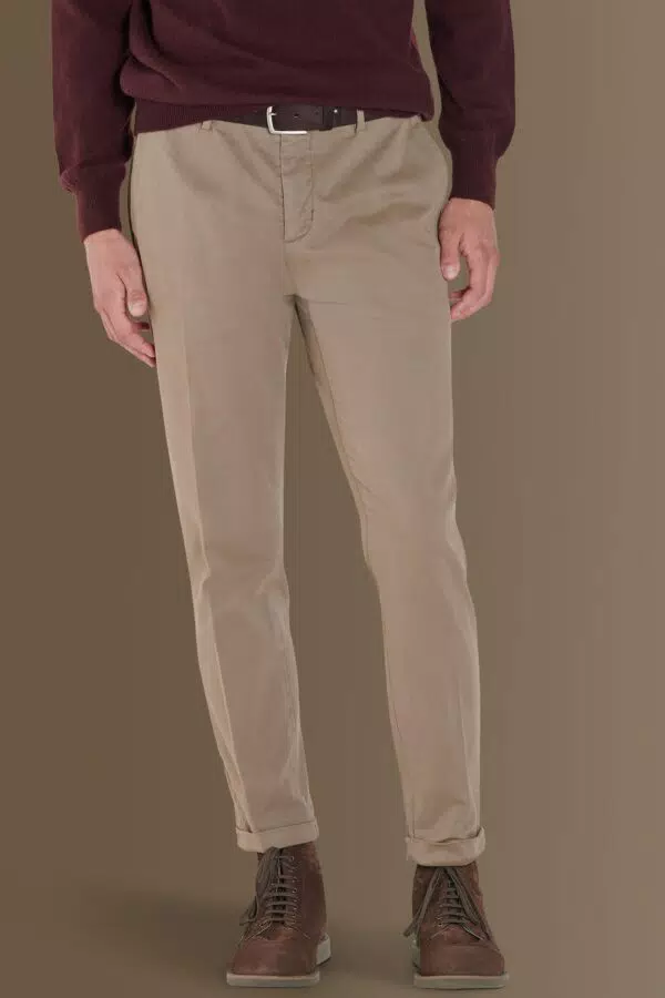 Pantalone classico chino twill elasticizzato