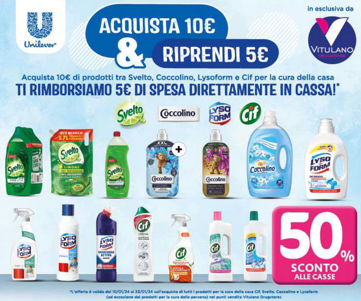Rimborso 5€ su Svelto, Coccolino, Lysoform, Cif da Vitulano
