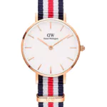 Orologio in tessuto NATO Canterbury Daniel Wellington - 28 mm - Navy e bianco