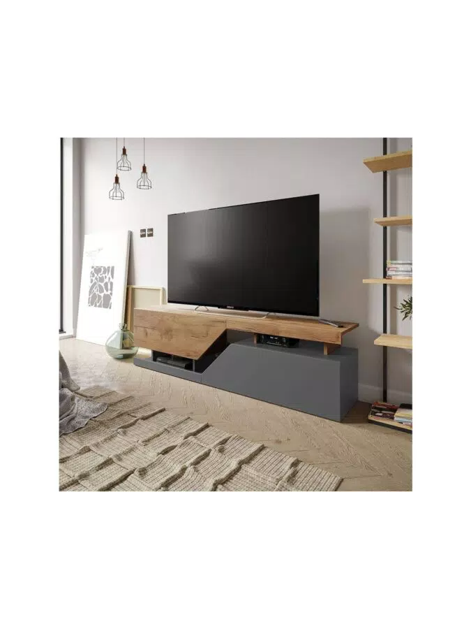 Mobile porta TV 160x46x35 cm Ceelias colore Grigio e Marrone