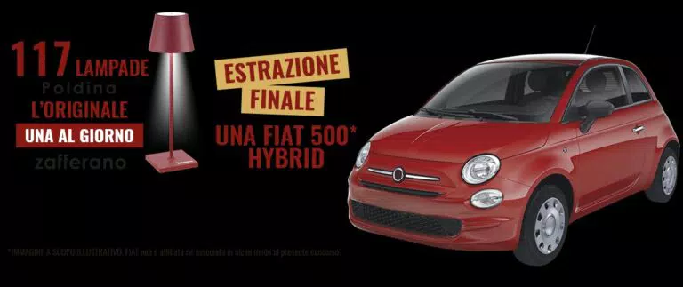 Concorso caramelle Rossana: vinci Fiat 500 ibrida e lampade Poldina