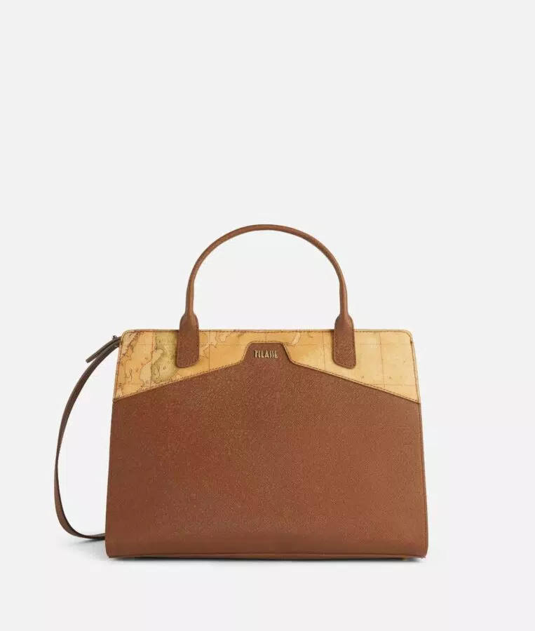 Glam City borsa a mano grande Castagna