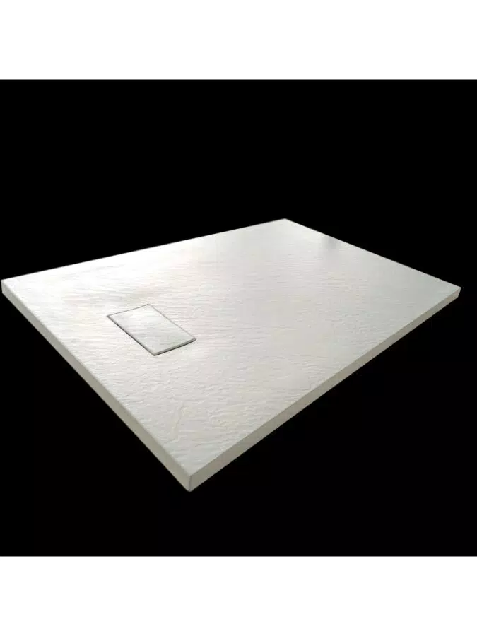 Piatto Doccia In SMC Vetroresina Effetto Pietra H 2,6 Cm Con Piletta Di Scarico Inclusa 70-120 Bianco
