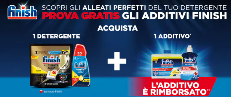 Cashback Finish 2024: l’additivo è rimborsato