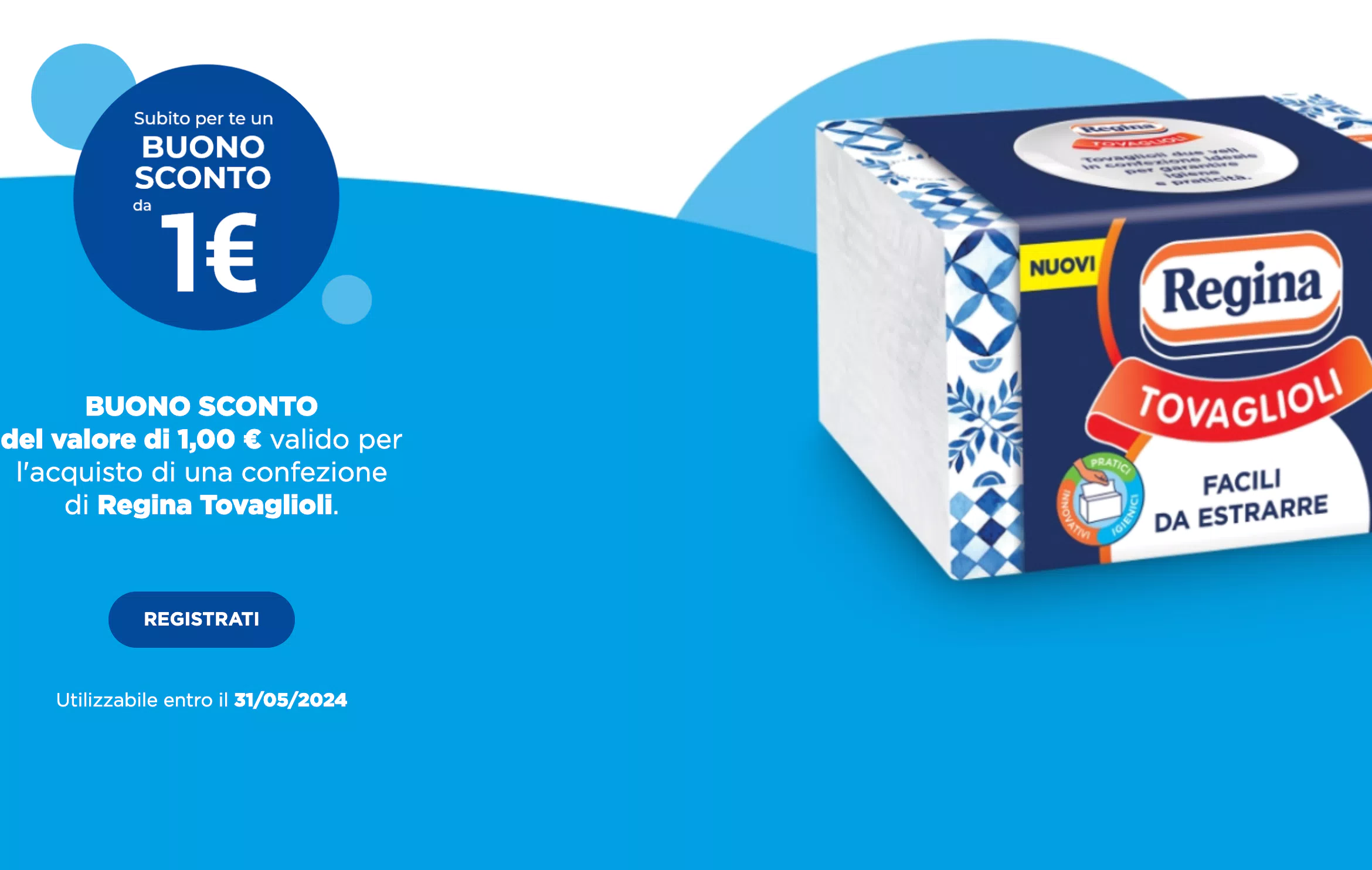 Buoni sconto Regina Tovaglioli da 1€