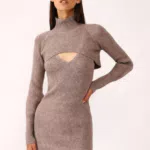 Mini abito a coste monocolour con cut-out