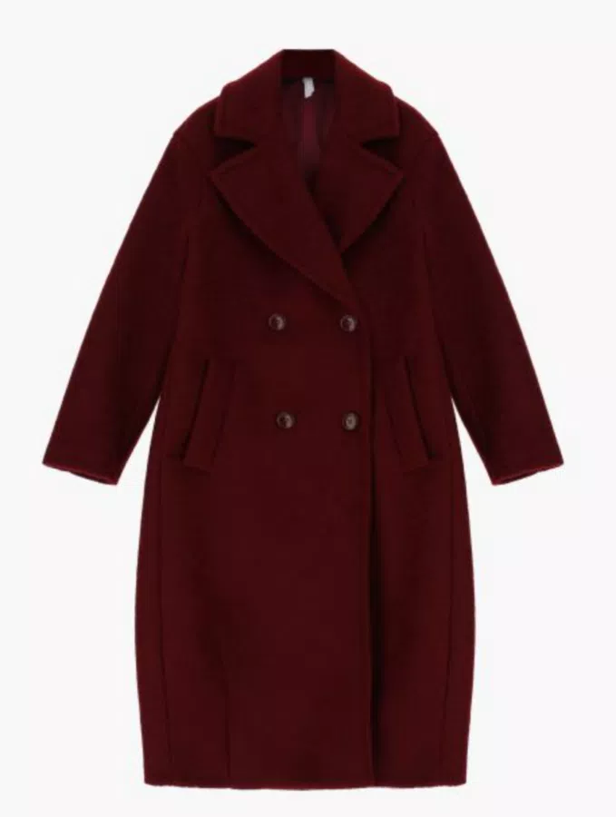 Cappotto lungo oversize doppiopetto monocolour con revers classici