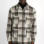 Cappotto fantasia a quadri con zip