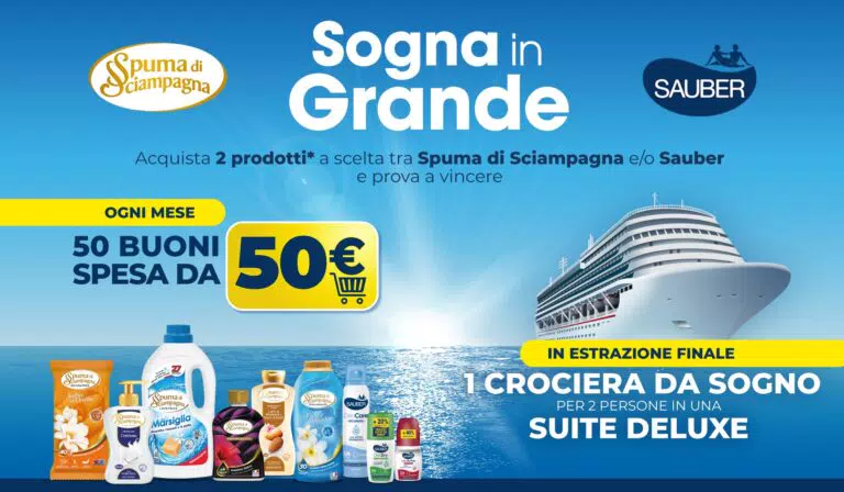 Spuma di Sciampagna “Sogna in grande”: vinci buoni spesa da 50€ o crociera MSC