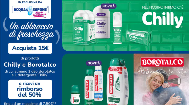 Cashback Chilly e Borotalco “Un abbraccio di freschezza”