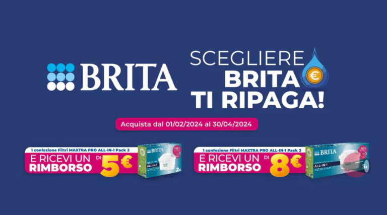 Cashback Scegliere BRITA ti ripaga!: fatti rimborsare 5€ o 8€ sui Filtri Maxtra