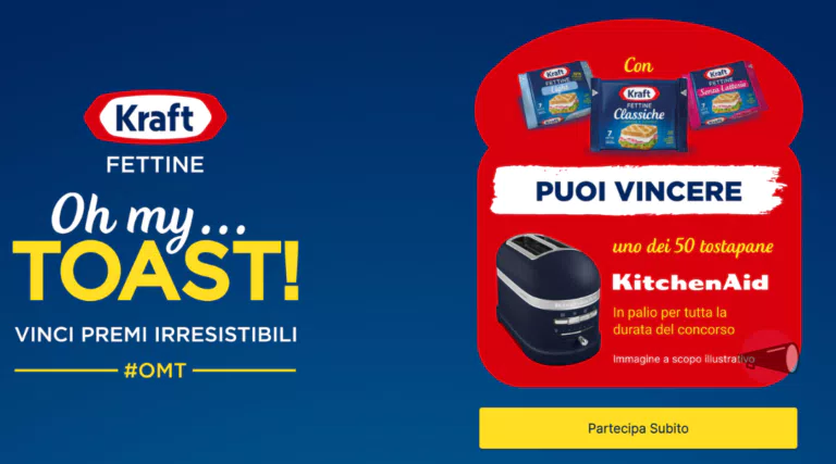 Concorso Kraft “Oh my toast”, vinci 50 tostapane KitchenAid