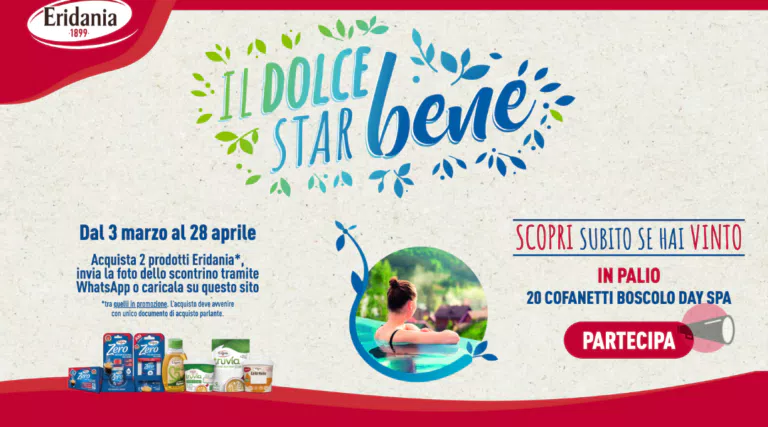 Eridania “Il Dolce Star Bene”: vinci cofanetti Boscolo Day Spa