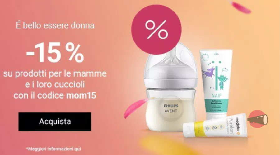 15% di sconto sui prodotti per le mamme