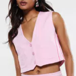 Gilet monopetto con piping a contrasto